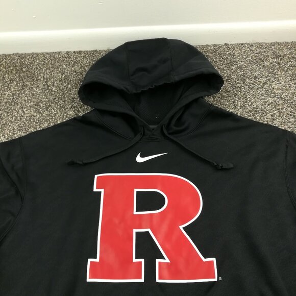 Rutgers Scarlet Knights Hoodie Nike Therma Fit Sweatshirt Center Swoosh Mens 2XL - Picture 1 of 8